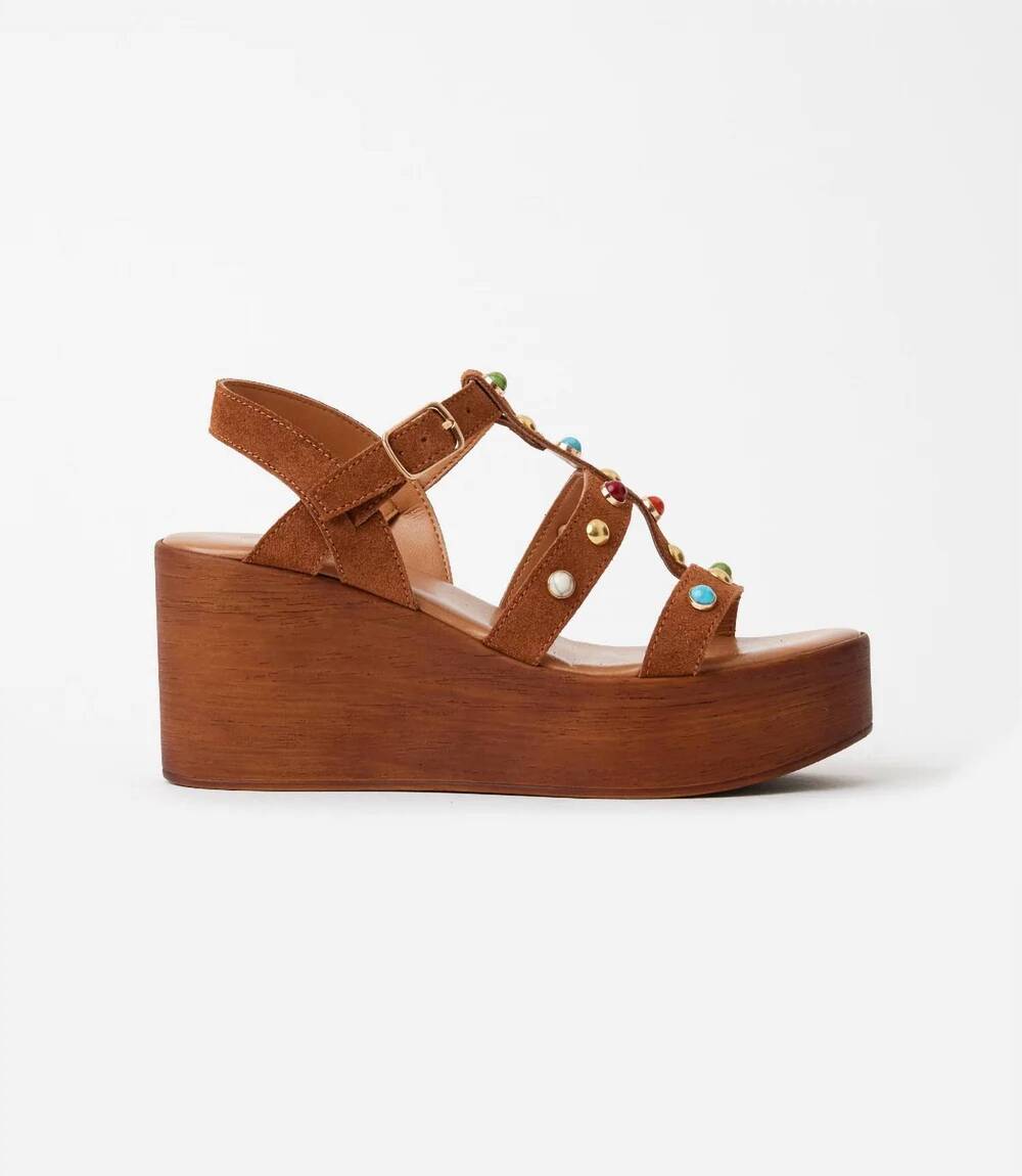 NEW SEYCHELLES women's ticket to ride suede wedge sandals in brown
